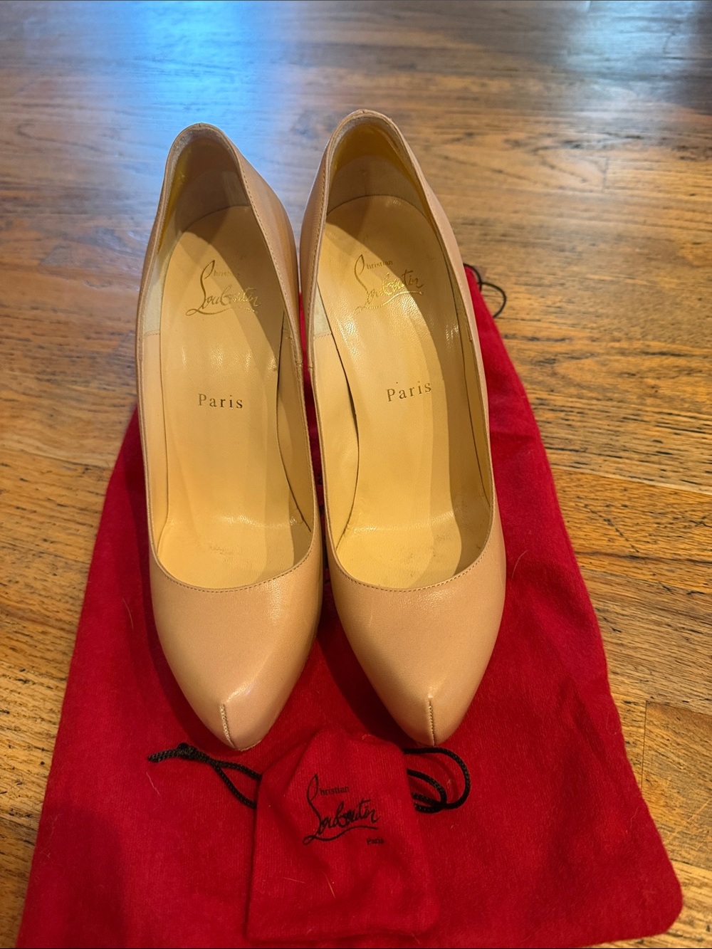 Christian Louboutin Blush Nude Leather Pointed Toe Pumps